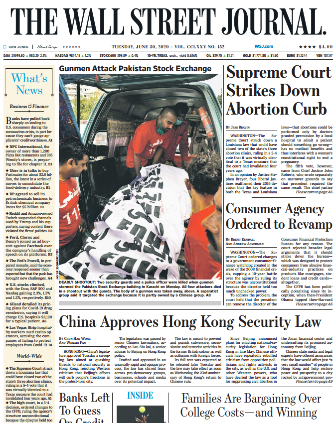 THE WALL STREET JOURNAL JUN 30, 2020