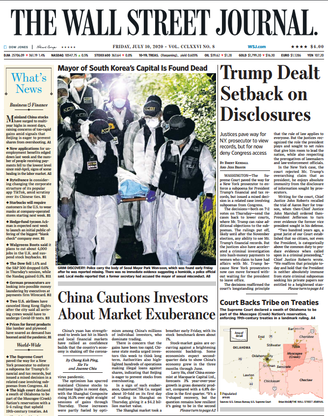 THE WALL STREET JOURNAL JUL 10, 2020